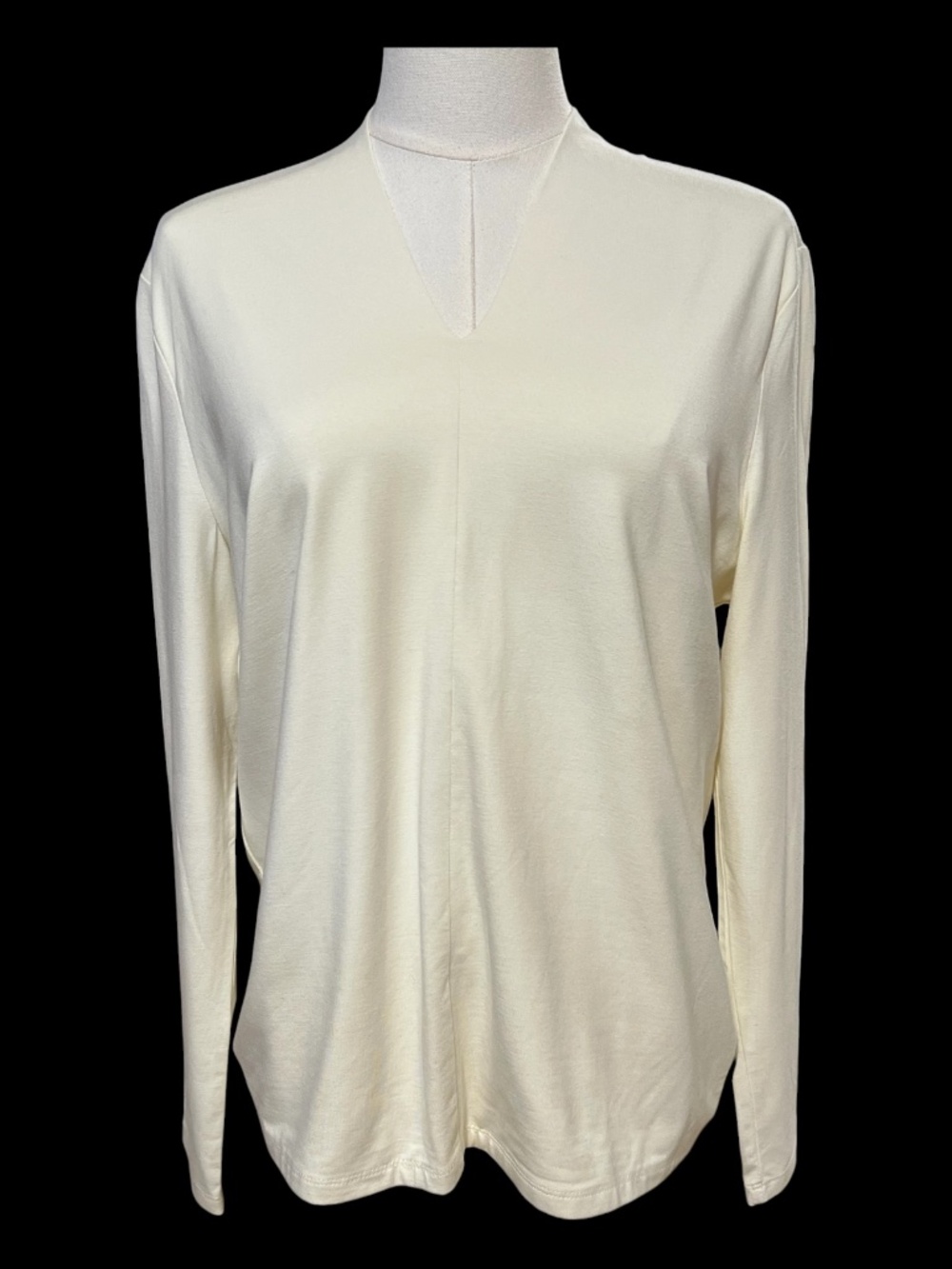 EUC Talbots Petites Cream V-Neck Long Sleeve Top | Size Large Petite